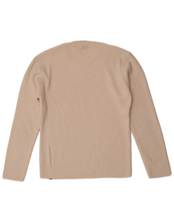 Pulover pentru femei Guess cu decolteu triplu UK 18 XL din lână merinos alb
