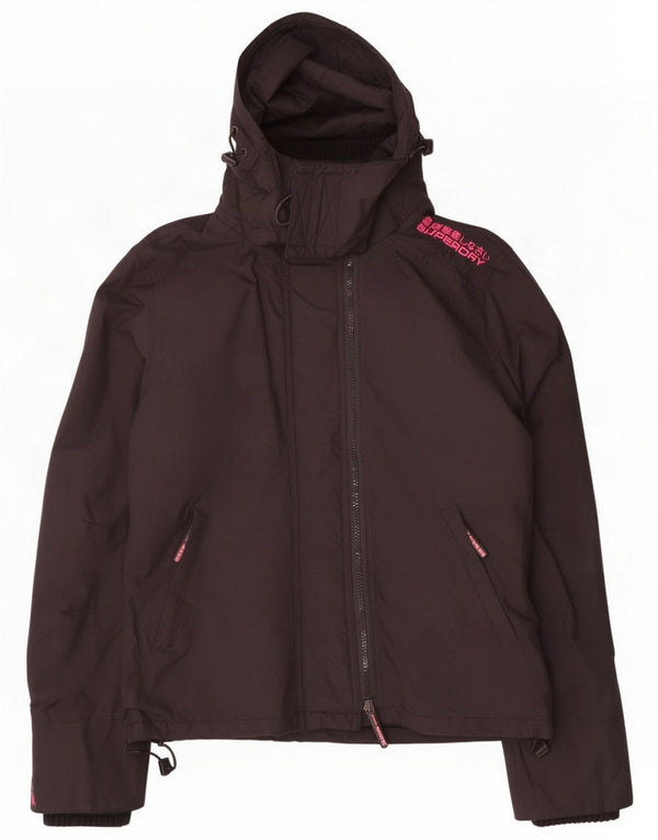 Superdry Jachetă de vânt cu glugă pentru femei UK 14 Medium Black Nylon