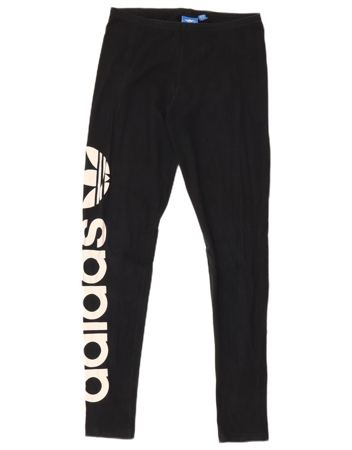 Leggings grafic Adidas pentru femei UK 12, bumbac mediu negru