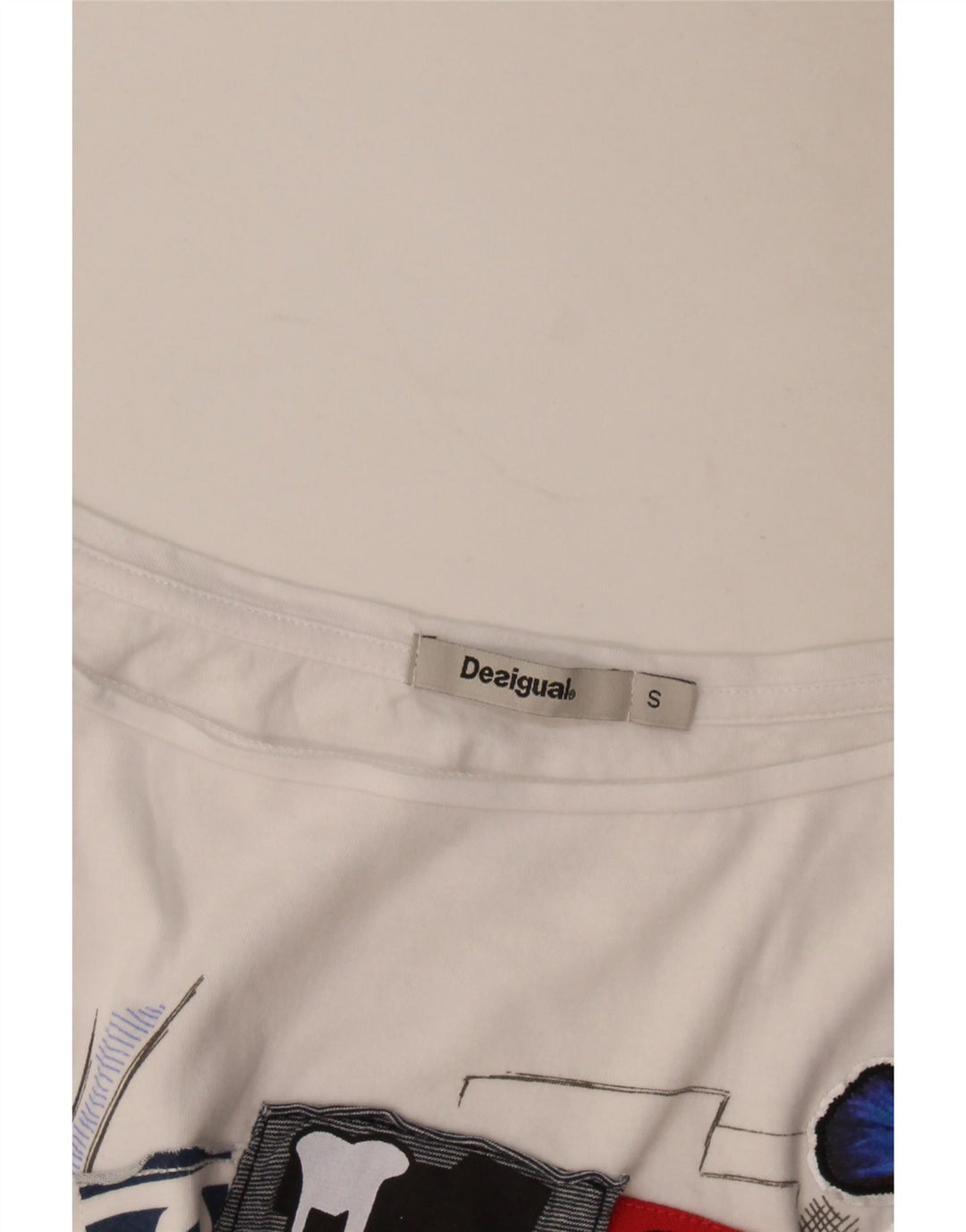 Tricou grafic supradimensionat Desigual pentru femei Top UK 10 Small White