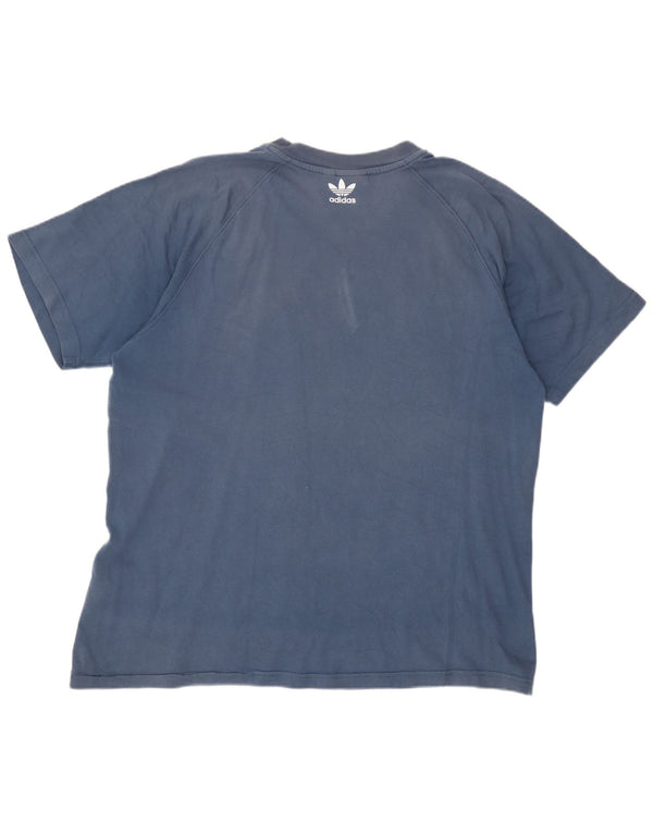 Adidas Mens Graphic T-Shirt Top Medium Blue Cotton