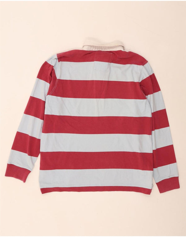 Crew Clothing Tricou polo rugby cu mânecă lungă pentru bărbați XL bumbac cu dungi roz