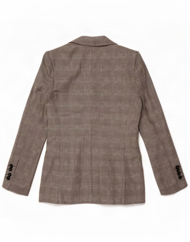 Gianfranco Ferre Sacou blazer pentru femei cu 1 nasture Marea Britanie 16 mare, gri, lână în carouri