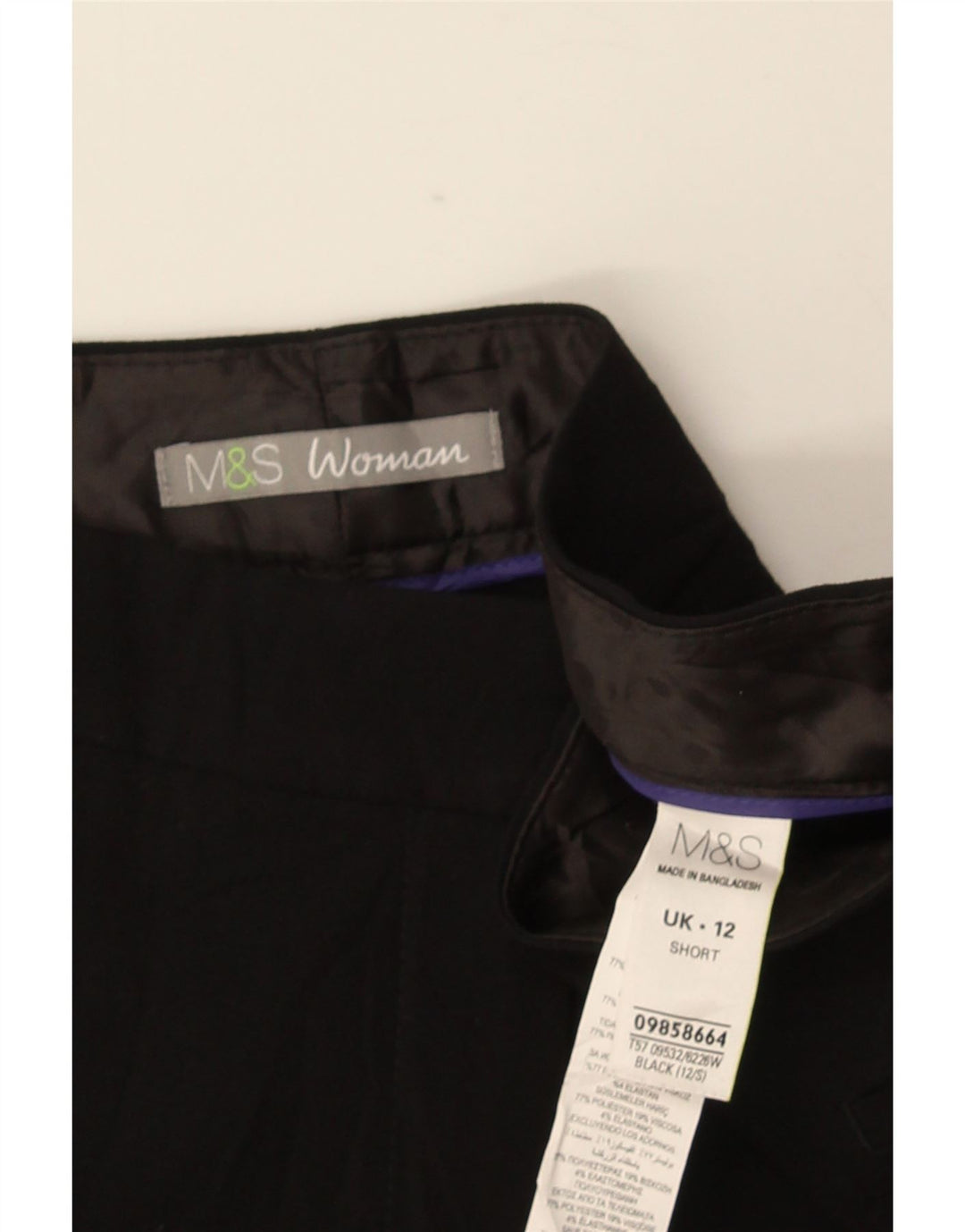 MARKS & SPENCER Pantaloni tăiați pentru femei UK 12 Medium L32 L27 Negru