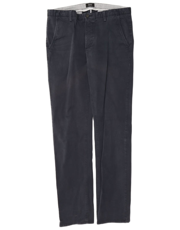 Pantaloni chino drepți pentru bărbați Hugo Boss EU 50 mari L34 L33 bumbac bleumarin