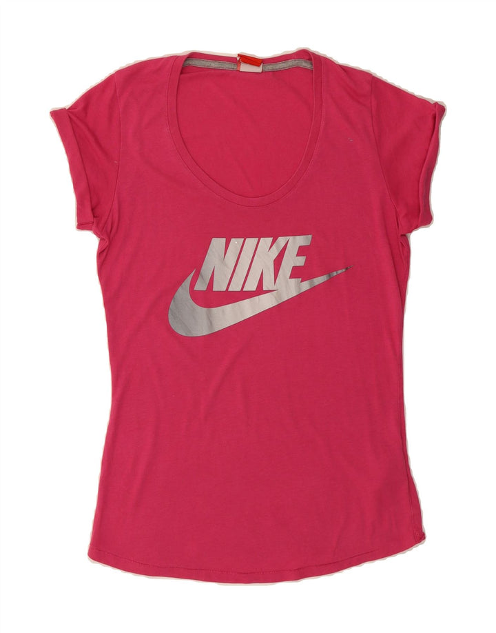 NIKE Womens Graphic T-Shirt Top UK 10 Small Pink Polyester Vintage Nike and Second-Hand Nike from Messina Hembry 