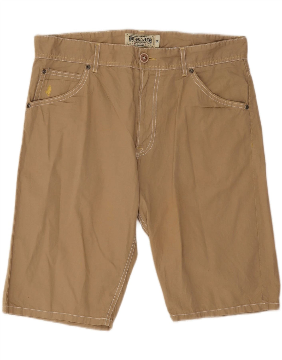 Pantaloni scurți casual pentru bărbați Marlboro Classics W34, mare, bej, bumbac