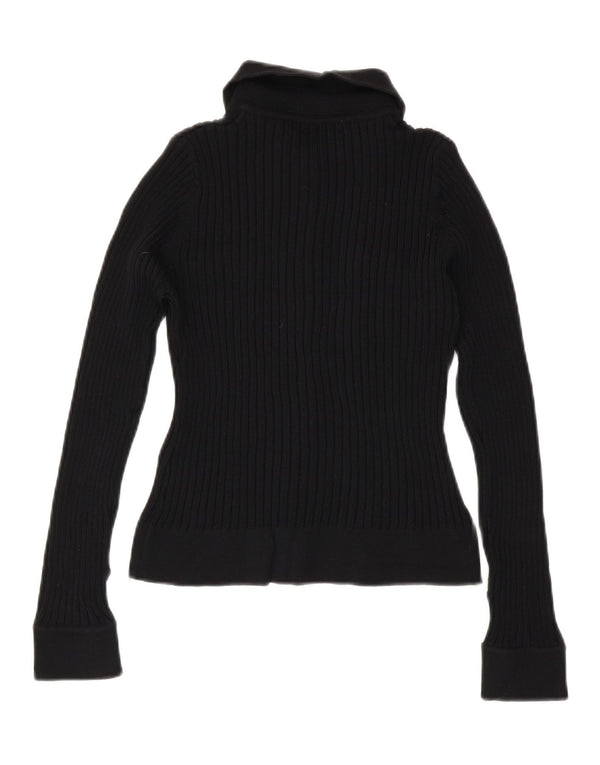 Bluză cămașă tricotată pentru femei Zara UK 12 Medium Black Rayon