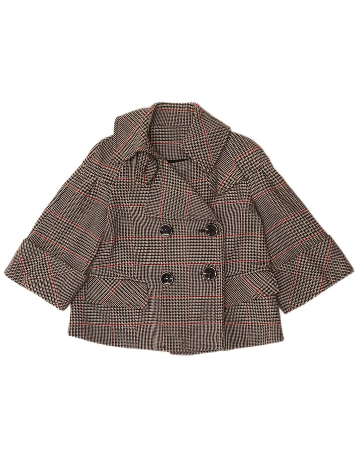 Jachetă Blazer scurtă la două piept pentru femei Zara UK 14, gri mediu, carouri