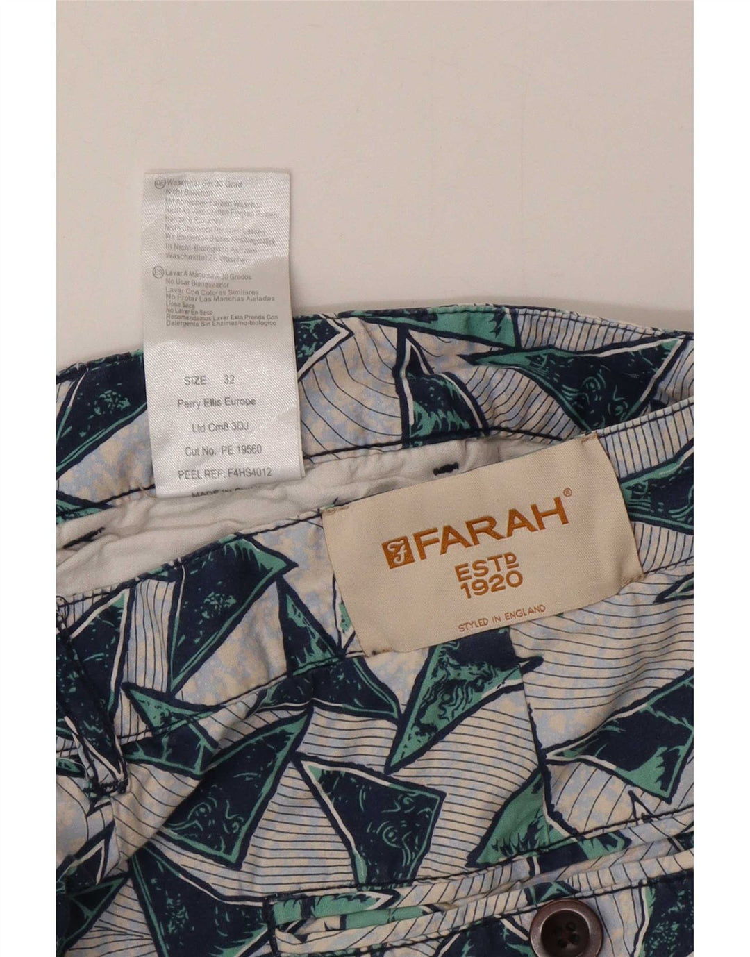 Pantaloni scurți chino pentru bărbați Farah W32 bumbac geometric multicolor mediu