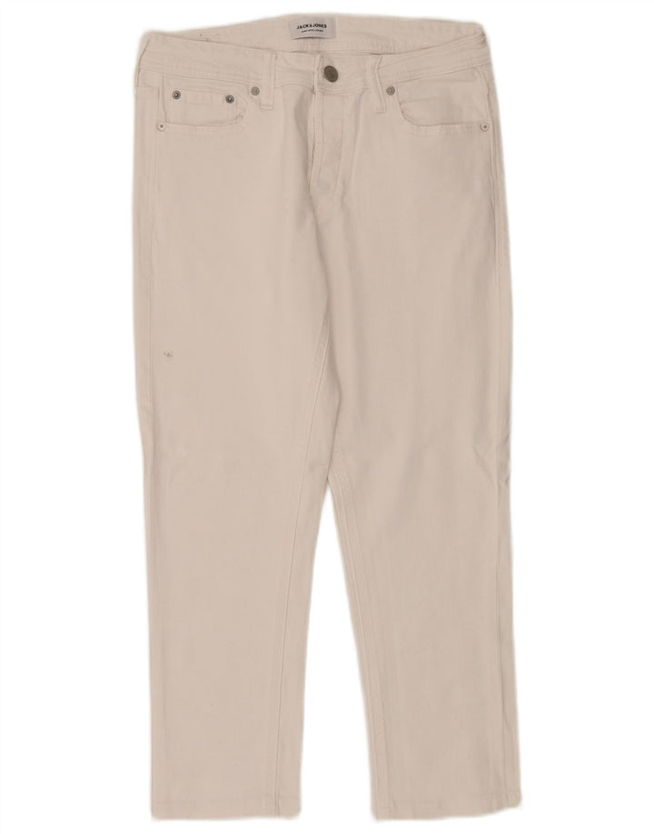Blugi slim pentru bărbați Jack & Jones W30 L26 bumbac alb