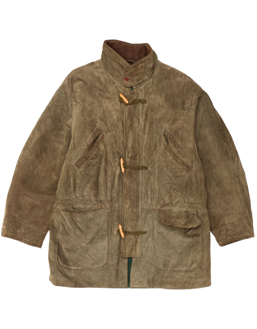 Manson vintage din piele intoarsa pentru femei UK 42 XL kaki