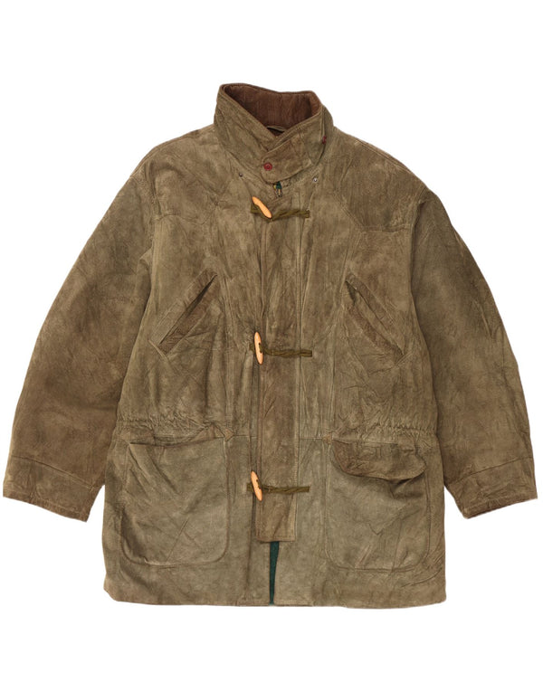 Manson vintage din piele intoarsa pentru femei UK 42 XL kaki