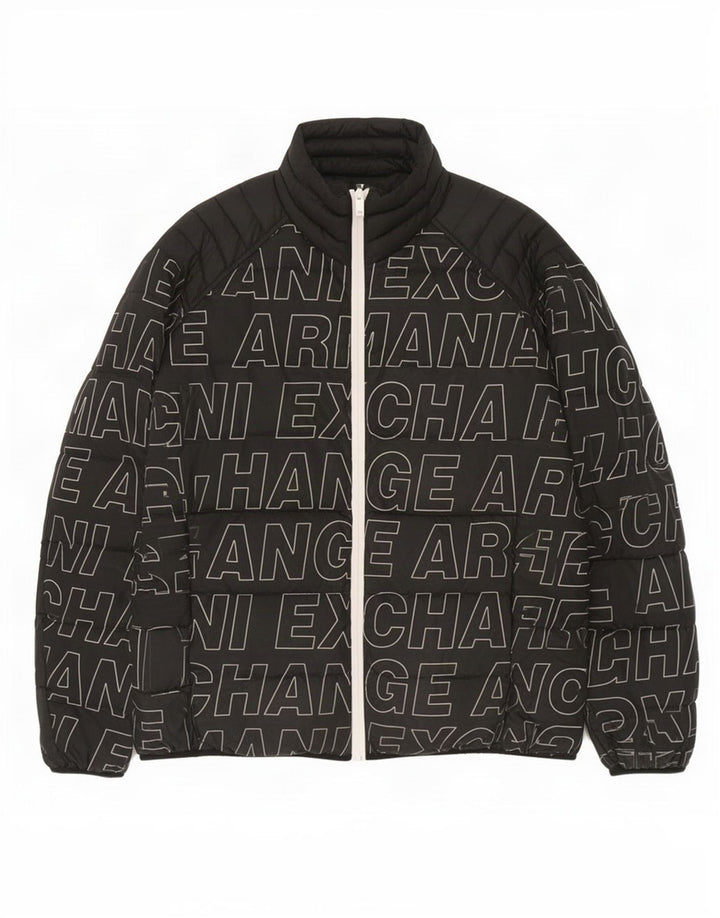 Jachetă căptușită cu grafică pentru bărbați Armani Exchange UK 40 Large Black