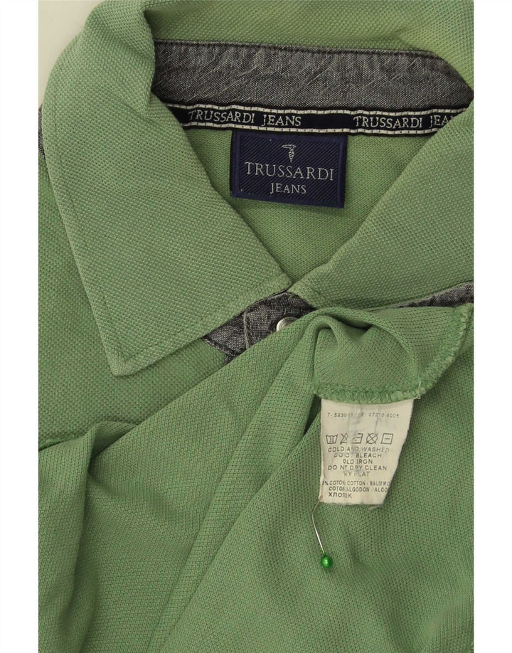 Tricou polo Trussardi Jeans pentru bărbați, bumbac verde mediu