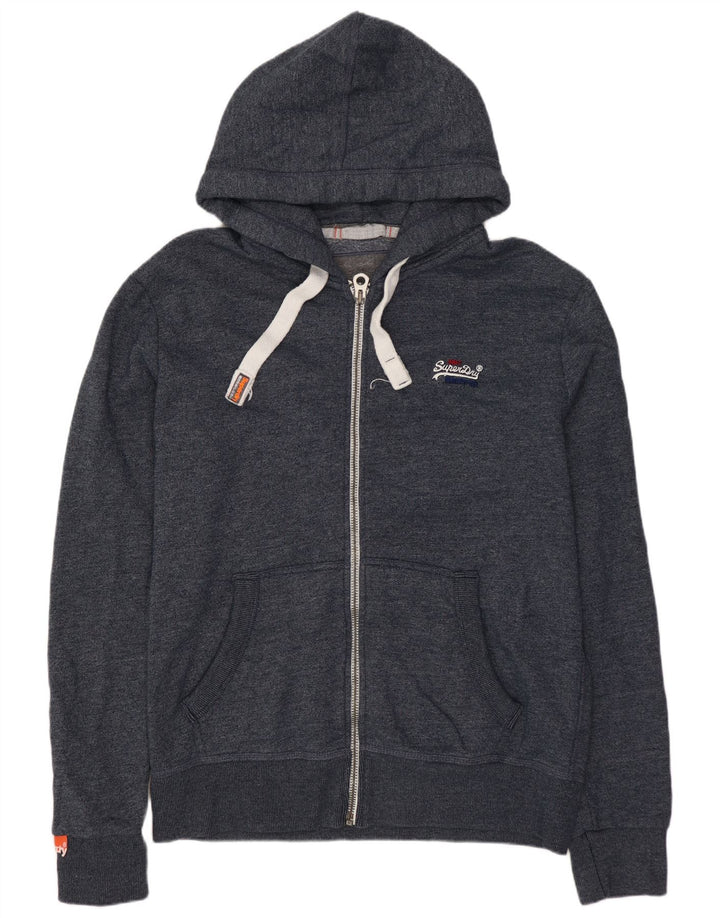 SUPERDRY Pulover cu glugă cu fermoar pentru bărbați, XL, bumbac bleumarin