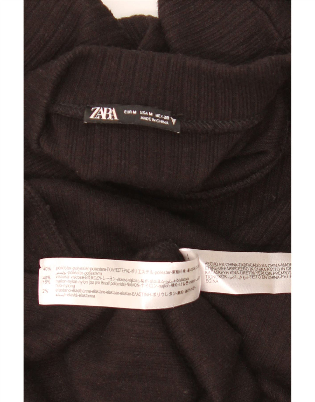 Rochie cu mânecă lungă pentru femei Zara UK 12 Poliester mediu negru