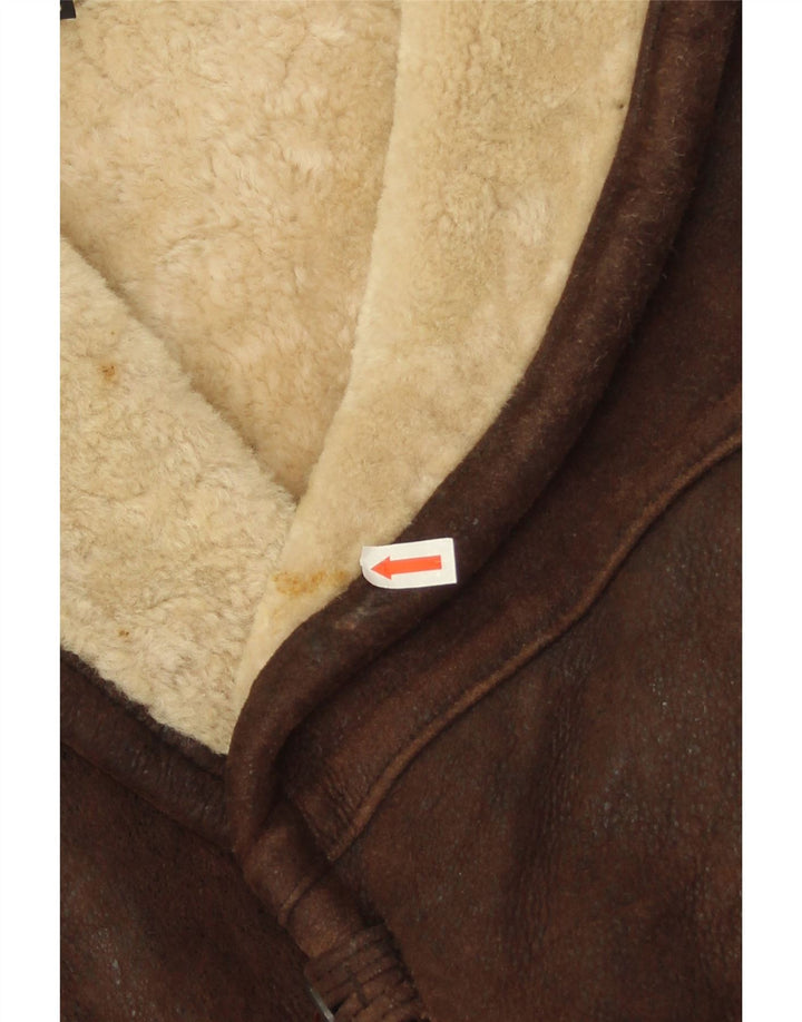 Jachetă din shearling pentru bărbați WESTBURY IT 56 3XL din piele maro