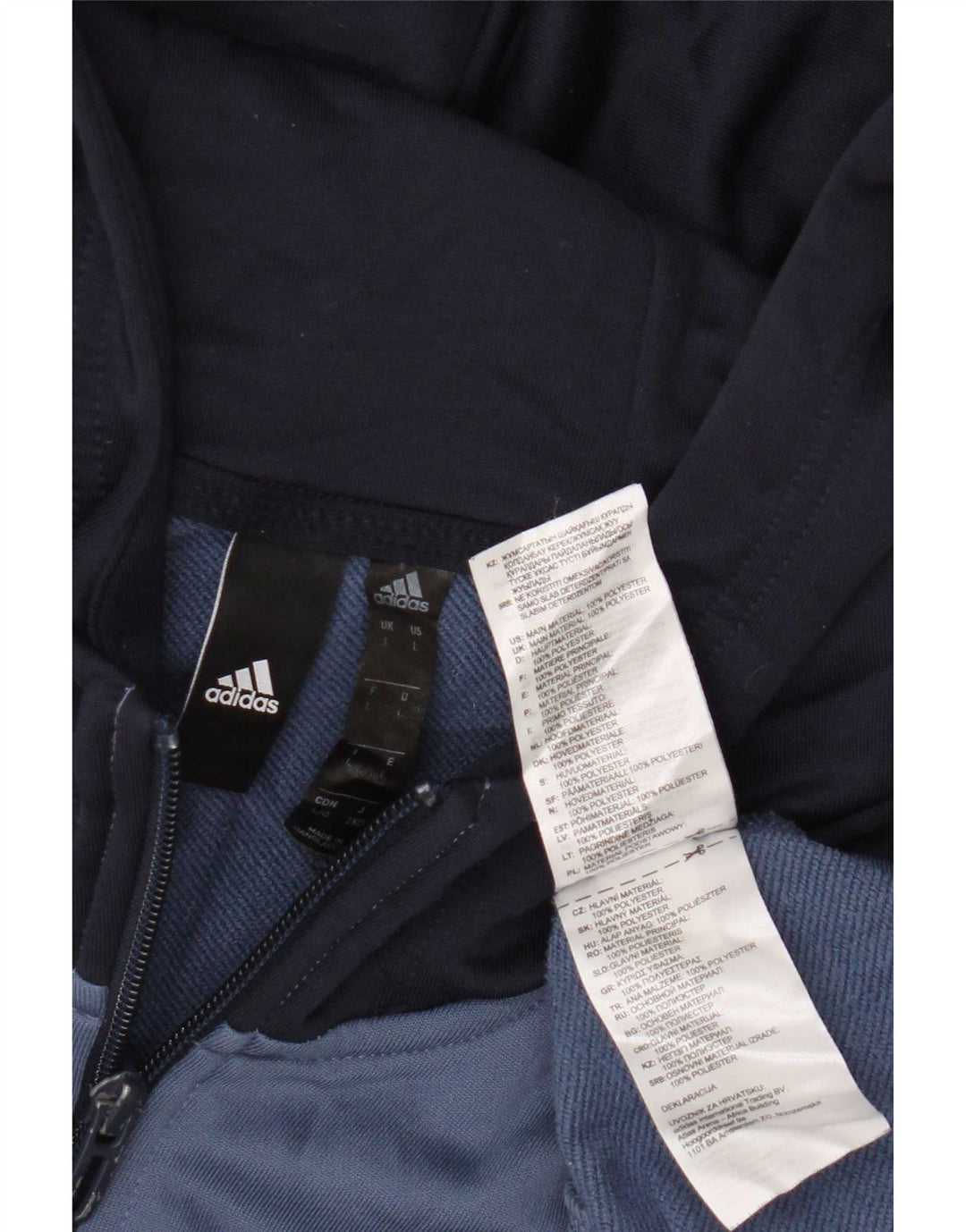 Pulover cu capota cu fermoar Adidas pentru bărbați, mare, albastru, poliester