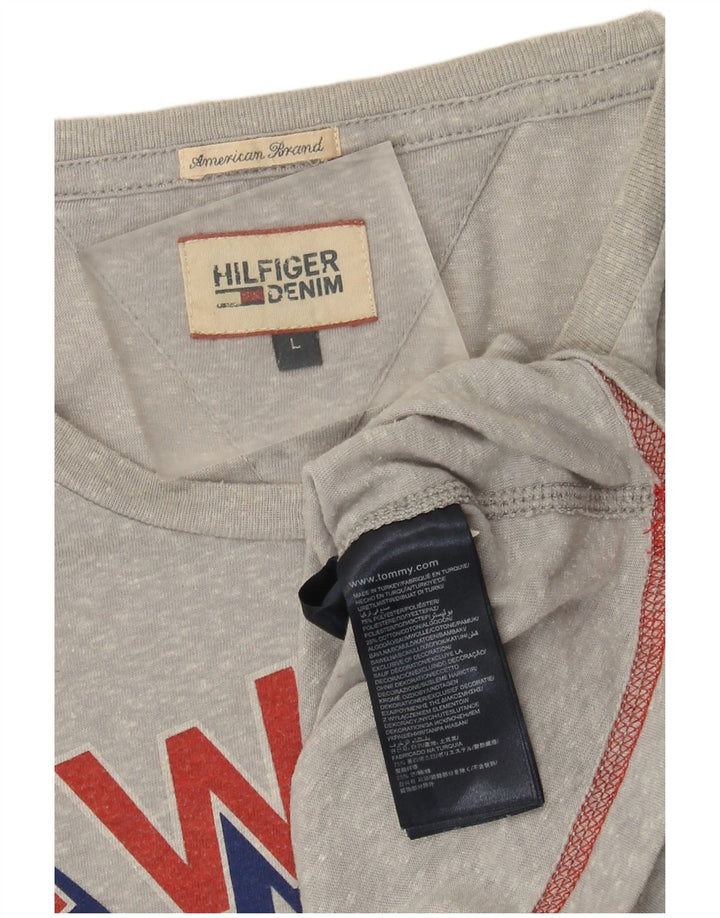 Tricou grafic Tommy Hilfiger pentru bărbați Top mare din poliester cu pături gri