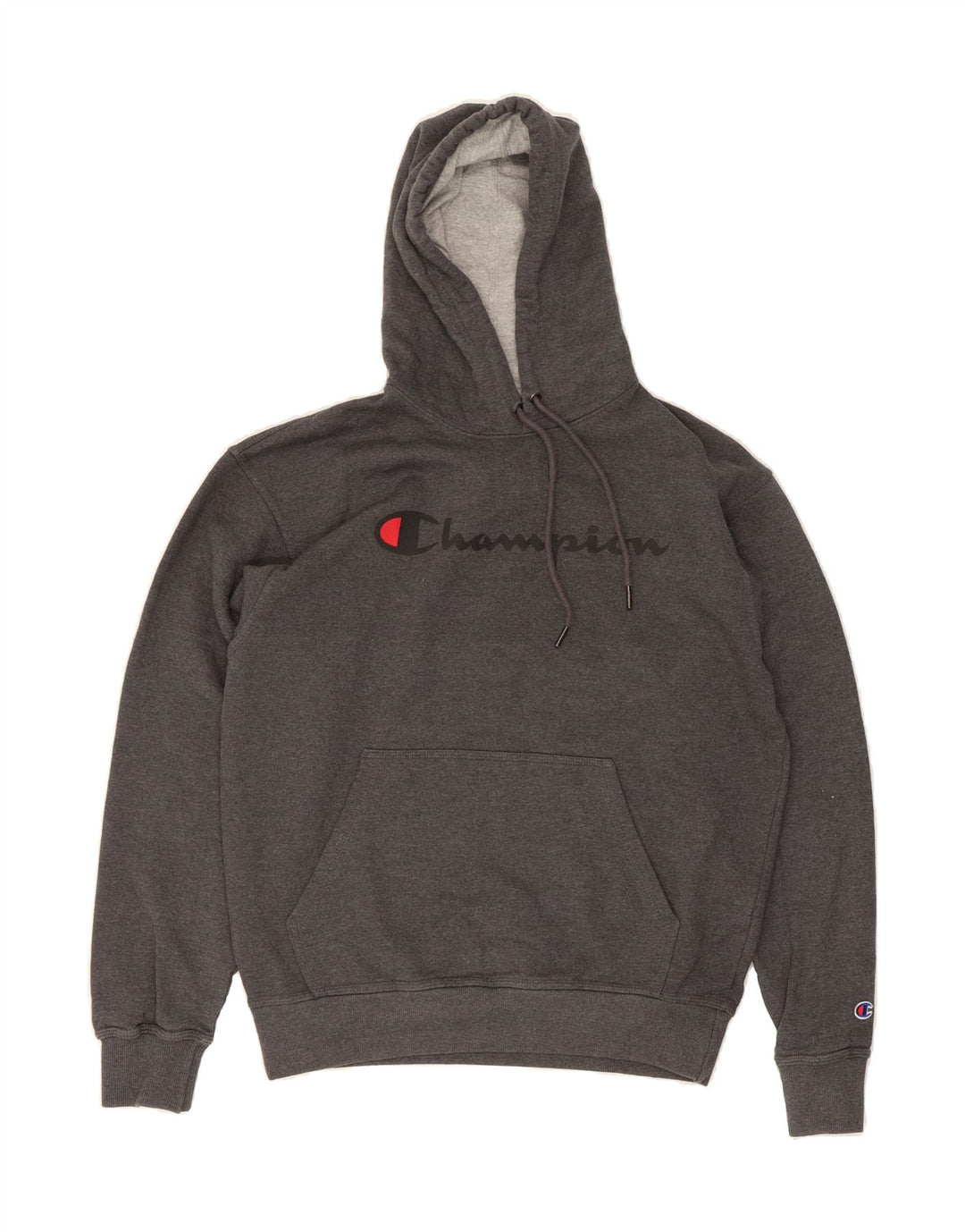 CHAMPION Mens Graphic Hoodie Jumper Medium Grey Polyester Vintage Champion and Second-Hand Champion from Messina Hembry 
