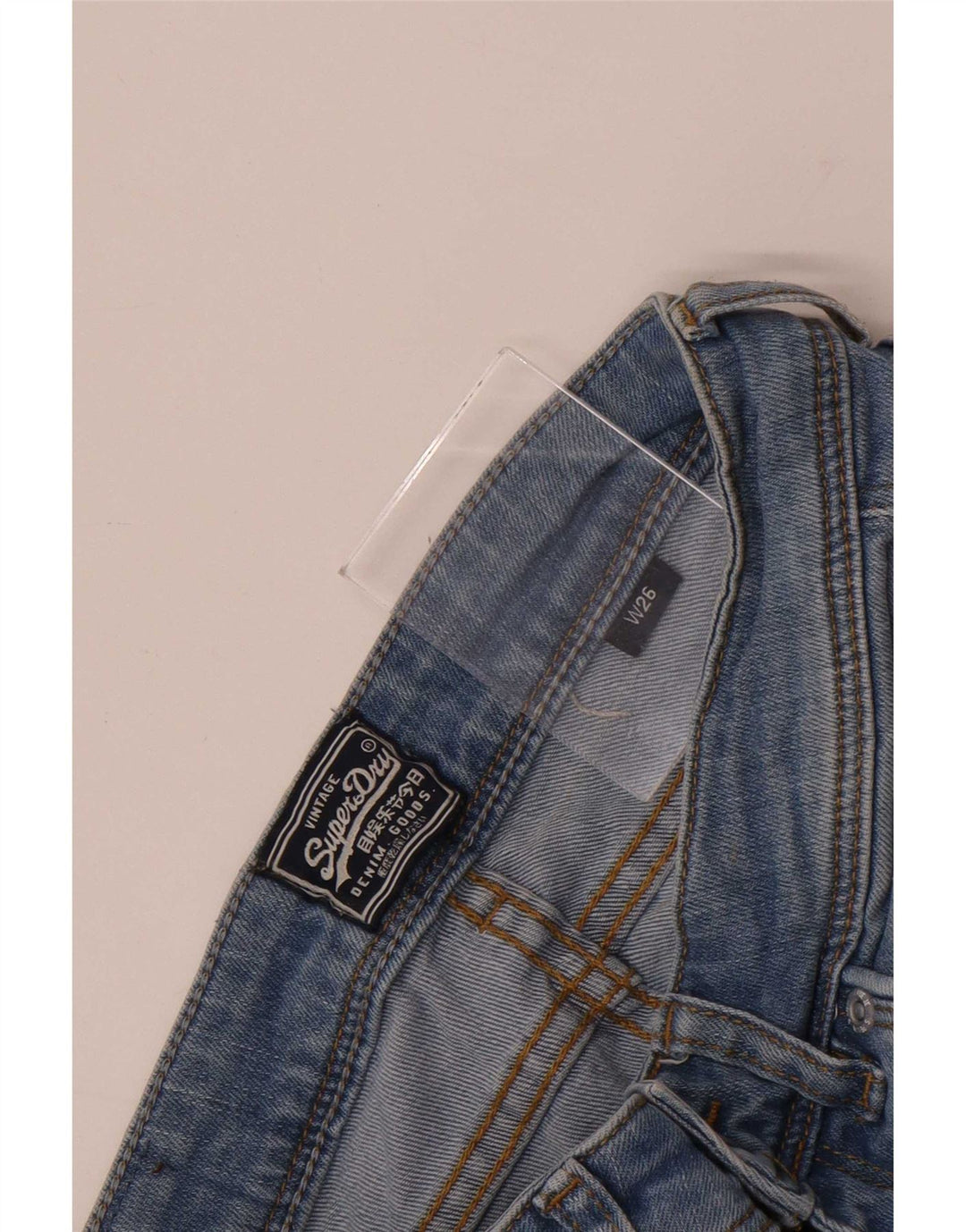 Pantaloni scurți din denim distressed pentru femei Superdry W26 Small Blue