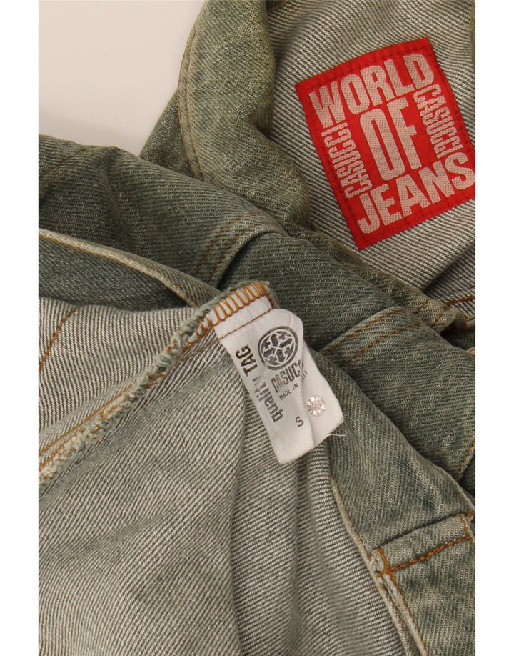 CASUCCI Mens Denim Jacket UK 36 Small Green Cotton