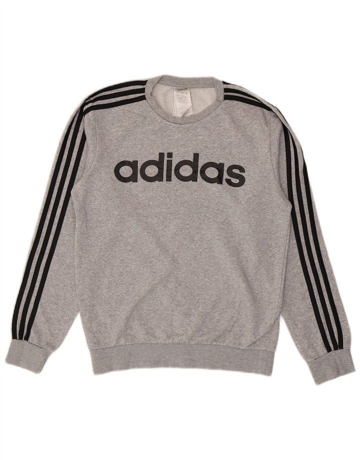 Hanorac grafic pentru bărbați Adidas Jumper mic, gri, bumbac