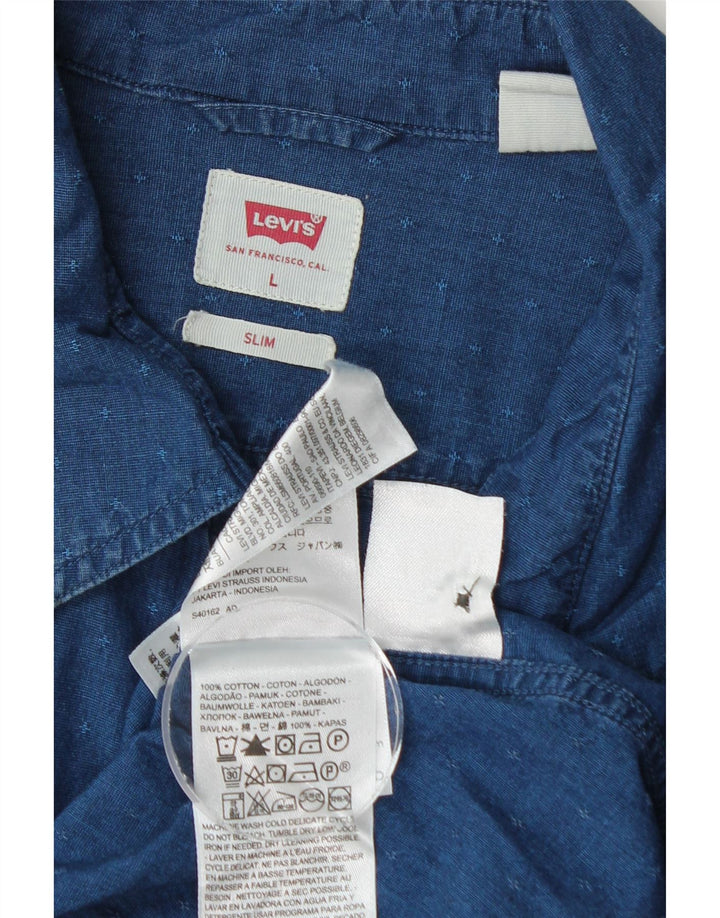 Cămașă pentru bărbați LEVI'S Slim Bumbac mare, albastru bleumarin