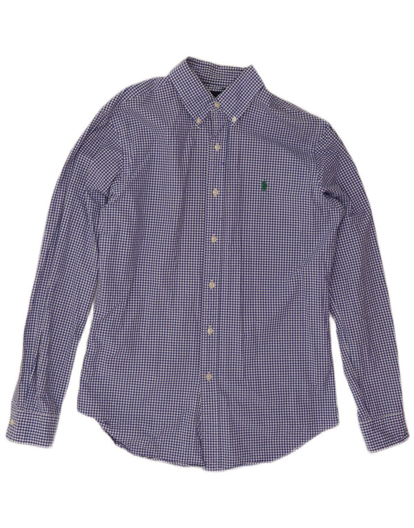 Cămașă pentru bărbați Ralph Lauren, slim fit, din bumbac vichy albastru mediu