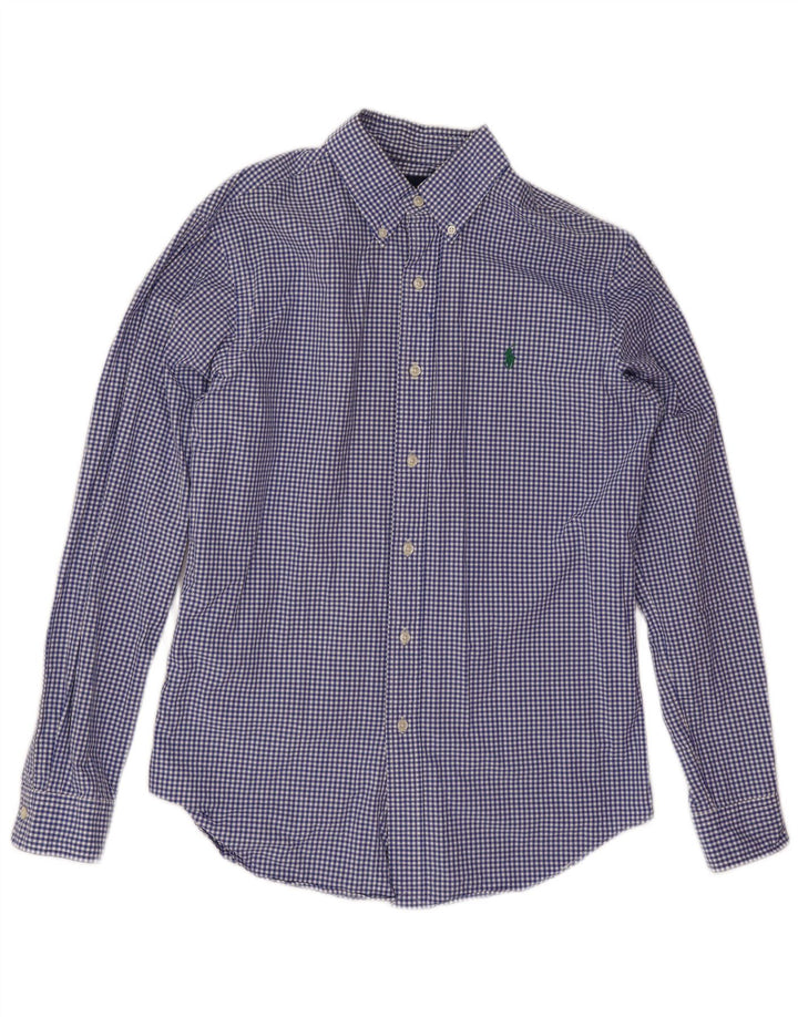 Cămașă pentru bărbați Ralph Lauren, slim fit, din bumbac vichy albastru mediu