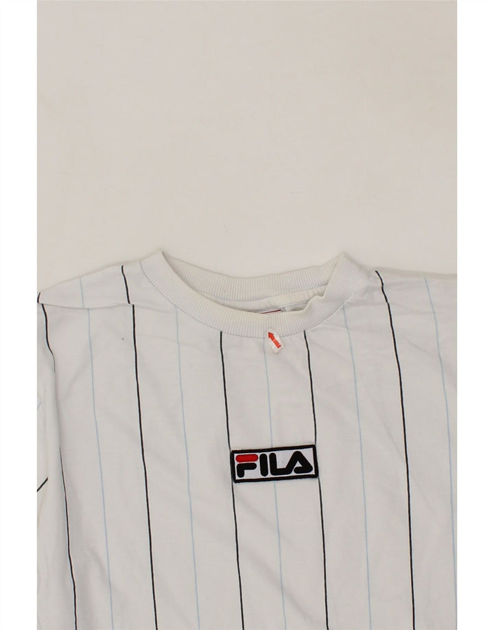 FILA Mens T-Shirt Top Small Blue Striped Cotton Vintage Fila and Second-Hand Fila from Messina Hembry 