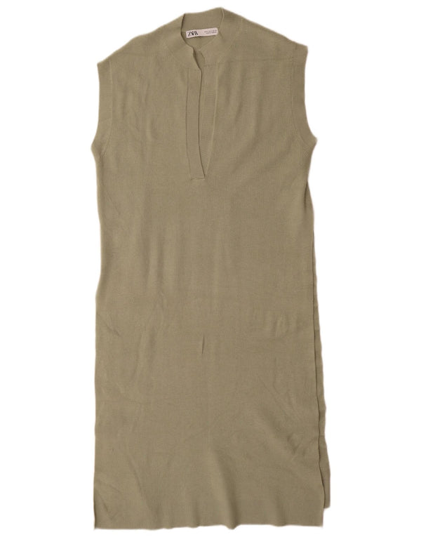 Rochie cu pulover fără mâneci pentru femei Zara UK 10 Mic, verde, viscoză