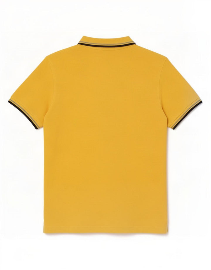 Tricou polo pentru bărbați Lotto în dungi galbene medii