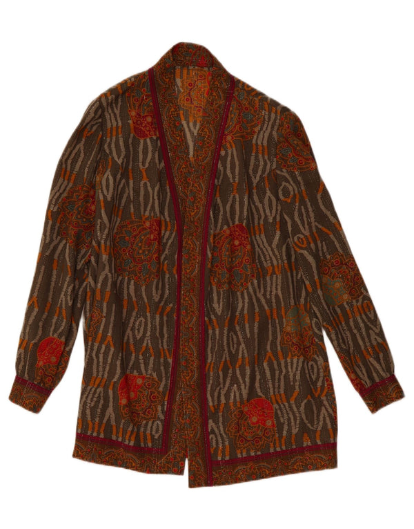 Top cardigan cu paragate vintage pentru femei UK 18 XL maro floral