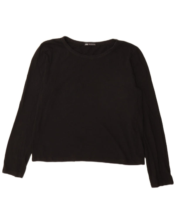 Top femeie Zara cu mânecă lungă UK 18 XL bumbac negru