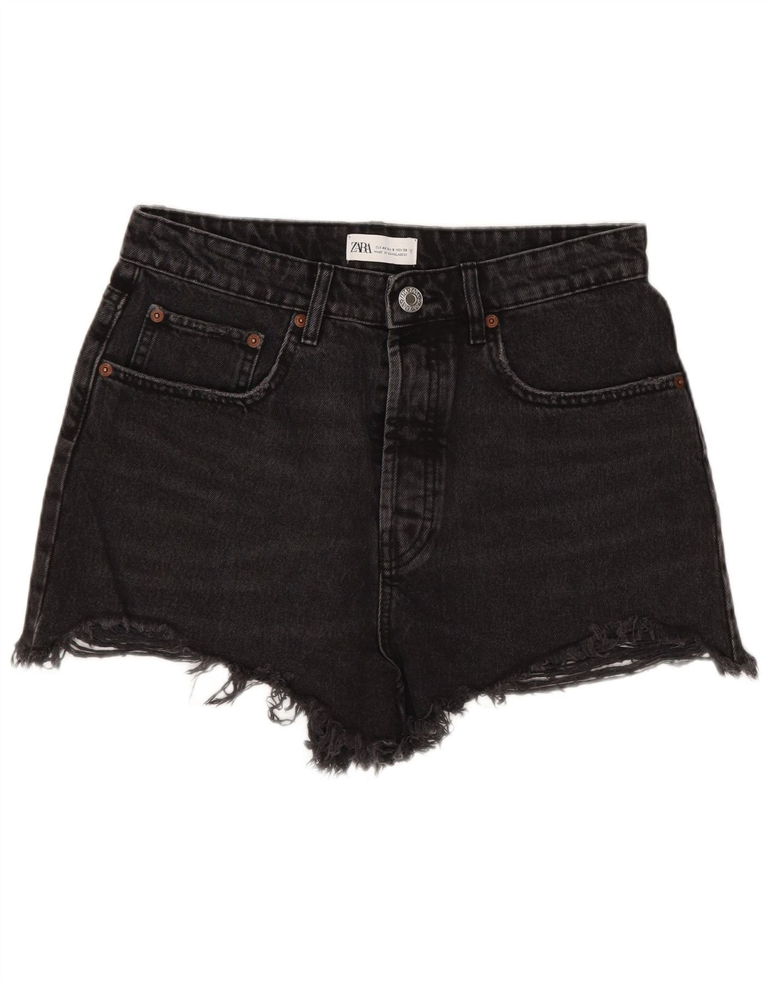 Pantaloni scurți din denim cu talie înaltă pentru femei Zara EU 40 Medium W30 Negru