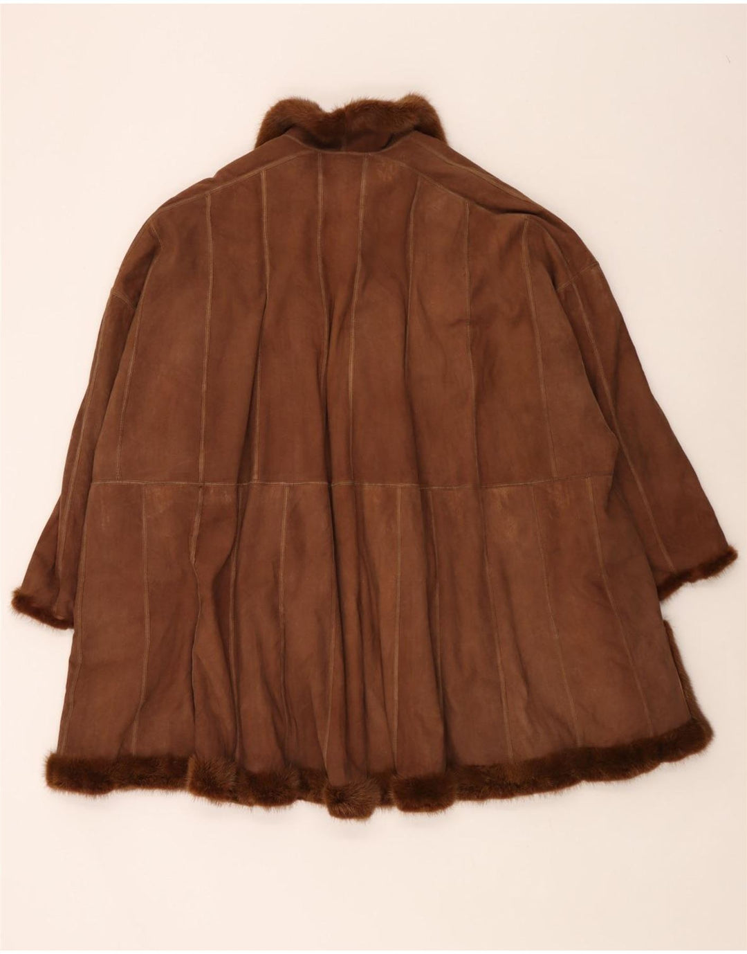 Paltonă de blană reversibilă supradimensionată pentru femei Vintage UK 18 XL maro