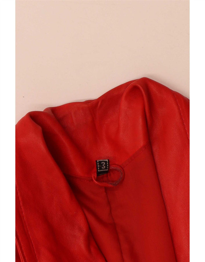 Palton supradimensionat din piele vintage pentru femei UK 18 XL roșu
