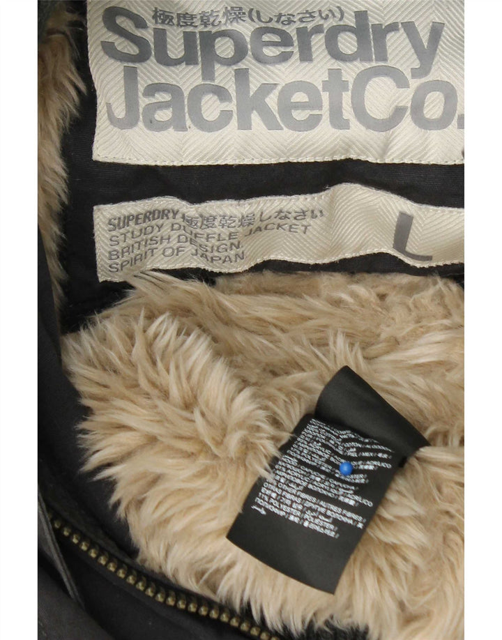 Jachetă bomber cu glugă Superdry pentru femei UK 16 mare bumbac gri