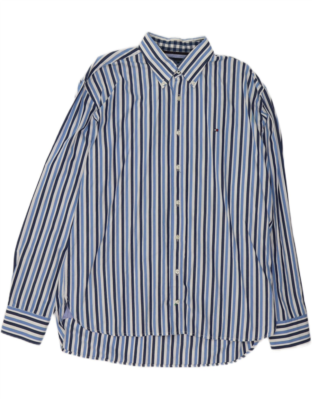 Cămașă pentru bărbați TOMMY HILFIGER XL, bumbac cu dungi albastre