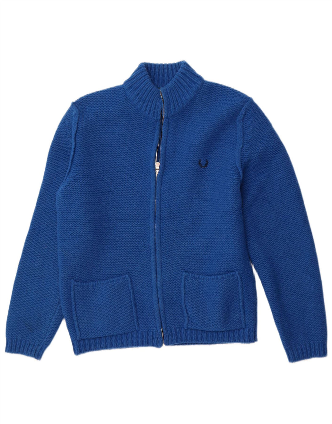 Pulover cardigan pentru femei FRED PERRY UK 16 Lână mare albastră