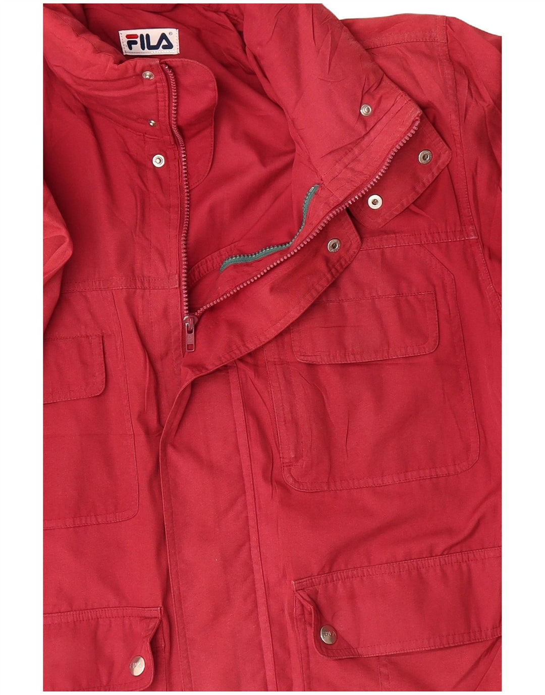 FILA Mens Loose Fit Utility Jacket IT 48 Medium Red Polyester