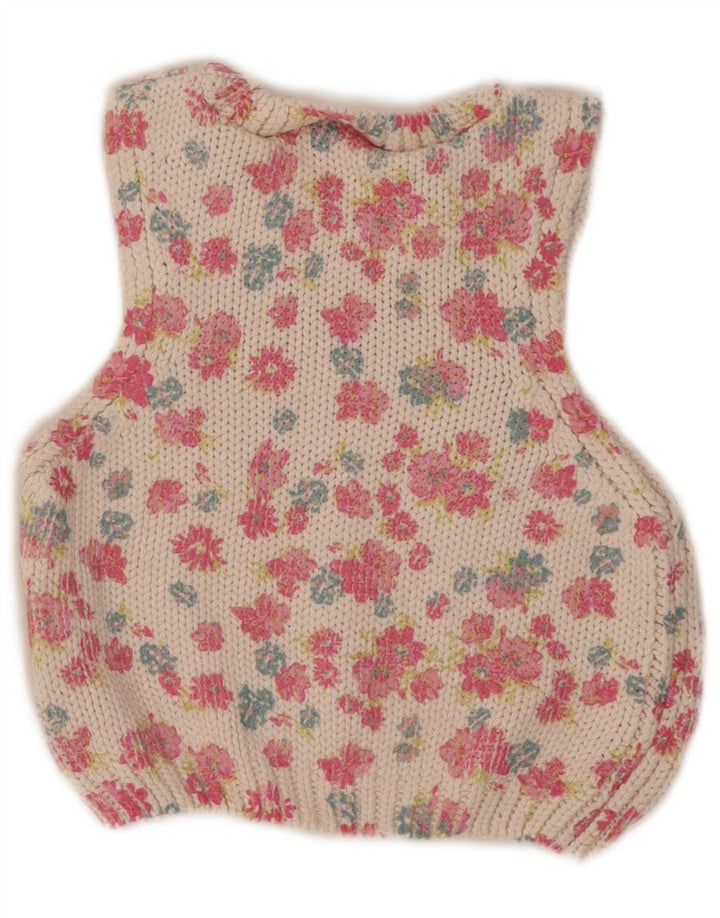 Zara femei Crop Vest Tank Top UK 12 Medium White Floral Poliester