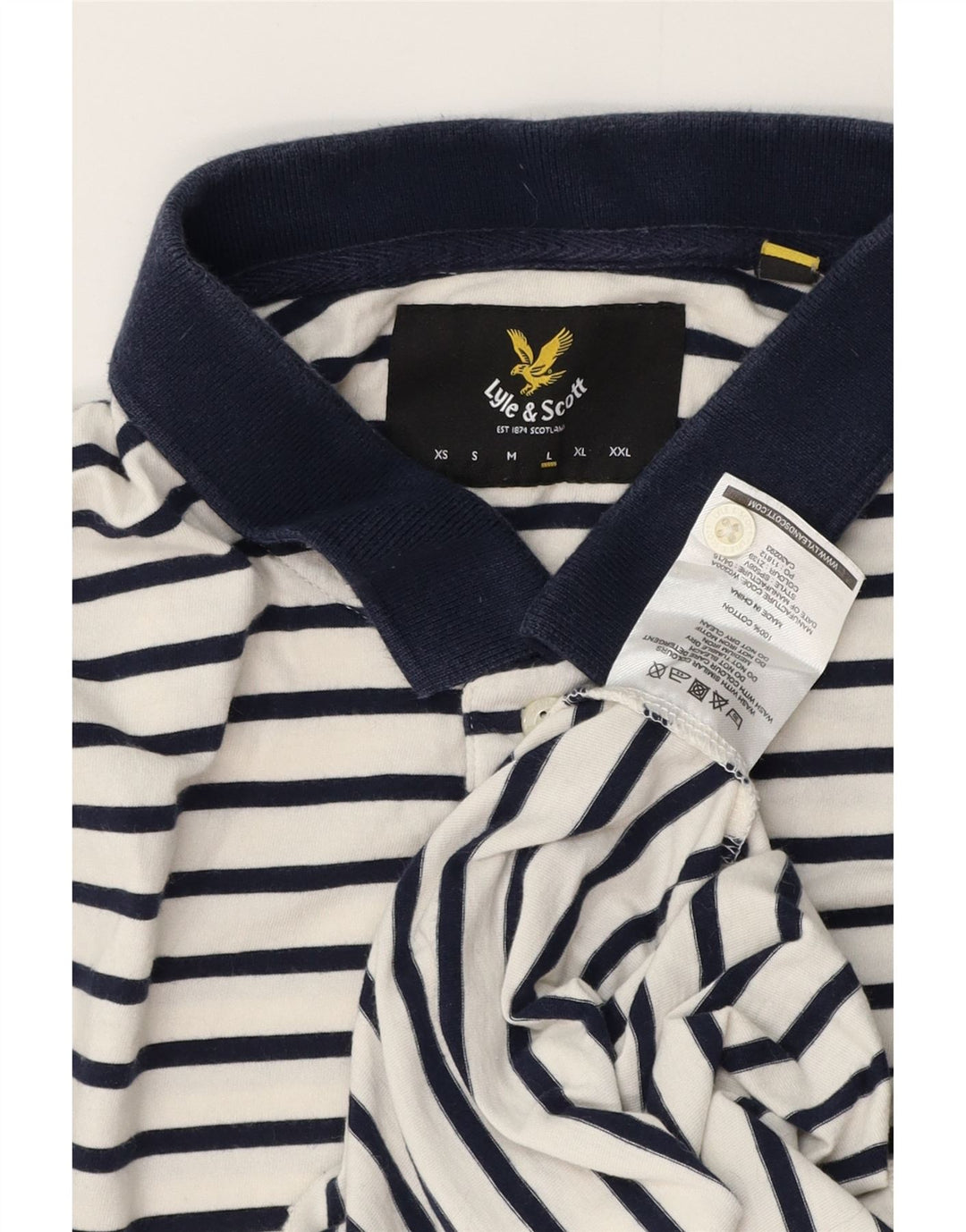 Tricou polo pentru bărbați Lyle & Scott, bumbac cu dungi albe mari