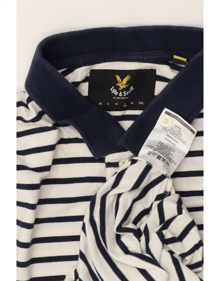 Tricou polo pentru bărbați Lyle & Scott, bumbac cu dungi albe mari