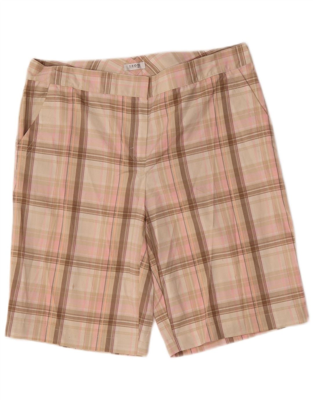 Pantaloni scurți chino Izod pentru femei US 8 Medium W32 Pink Check Poliester