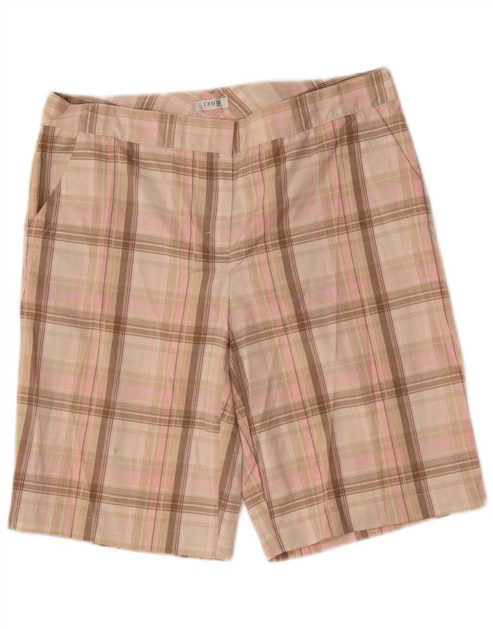 Pantaloni scurți chino Izod pentru femei US 8 Medium W32 Pink Check Poliester