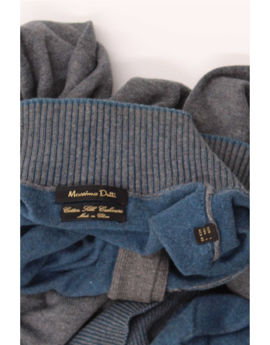 Massimo Dutti Pulover pentru bărbați cu gât cu nasturi, bumbac mare, gri