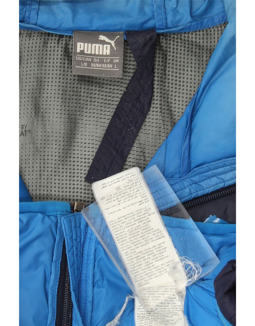 Jachetă căptușită cu glugă Puma pentru bărbați UK 40 mare, nailon bleumarin